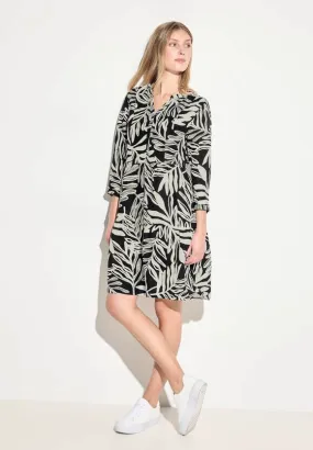 143867- Black Print Linen Dress - Cecil