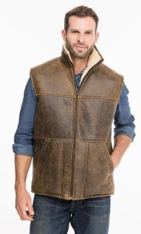 Aged brown chamonix sheep sleeveless vests