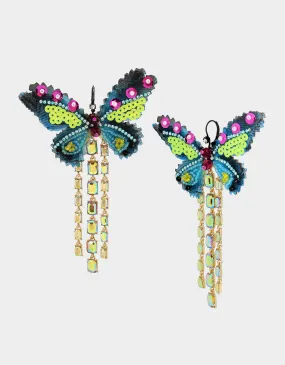 BETSEYS BUTTERFLY CHANDELIER EARRINGS MULTI