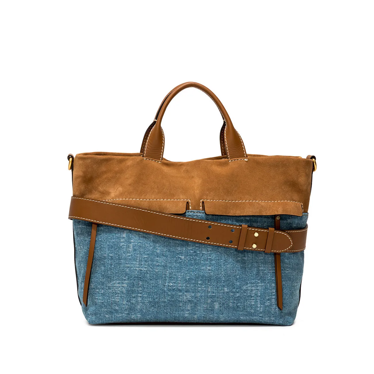 BORSA DUNA SCAMOSCIATA E IN DENIM Donna Cuoio