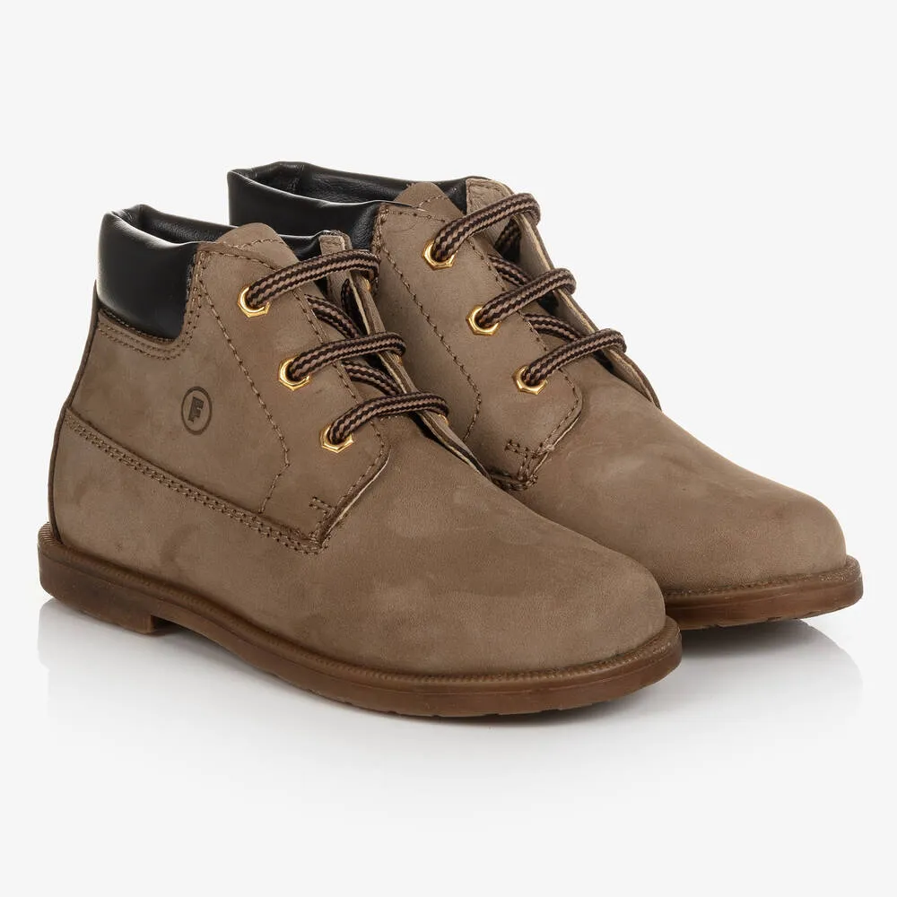 Boys Brown Leather Ankle Boots