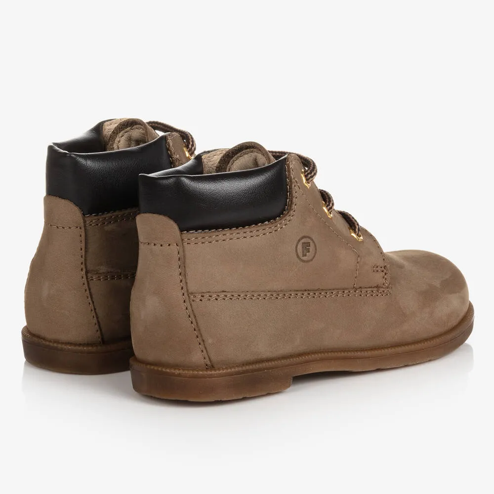 Boys Brown Leather Ankle Boots