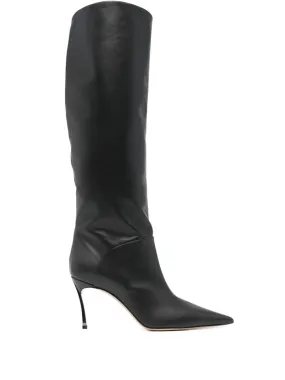 CASADEI Sleek Mid-Heel Leather Booties