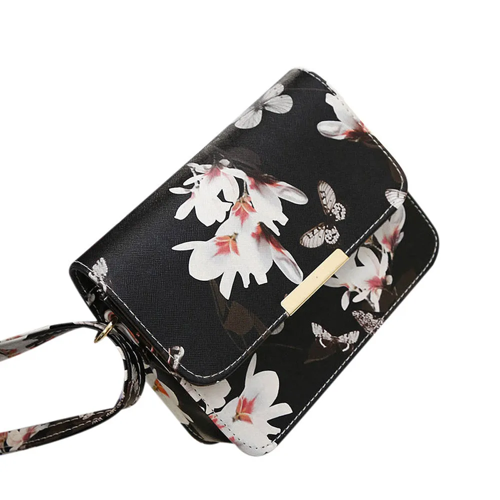 Crossbody Bags For Women Floral Print PU Leather Satchel Handbag Retro Messenger Bag bolsos femenina