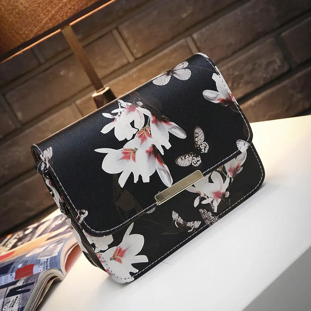 Crossbody Bags For Women Floral Print PU Leather Satchel Handbag Retro Messenger Bag bolsos femenina