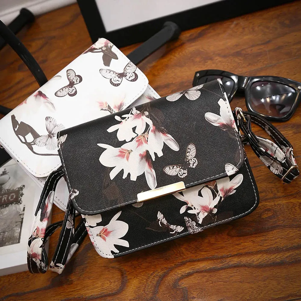 Crossbody Bags For Women Floral Print PU Leather Satchel Handbag Retro Messenger Bag bolsos femenina