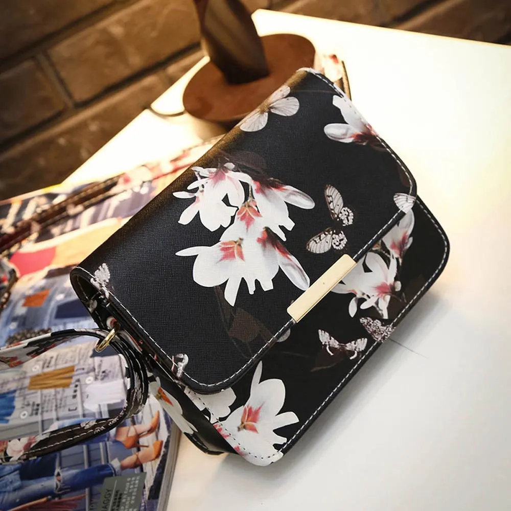 Crossbody Bags For Women Floral Print PU Leather Satchel Handbag Retro Messenger Bag bolsos femenina