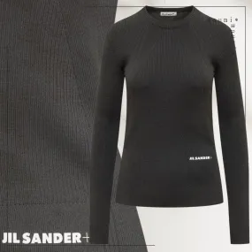 Jil Sander  |Casual Style Wool Long Sleeves Plain Logo V-neck & Crew neck