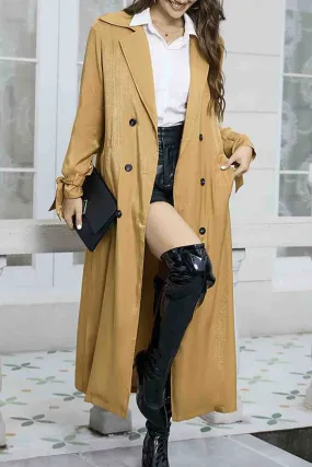 Lapel Double-breasted Strappy Trench Coat