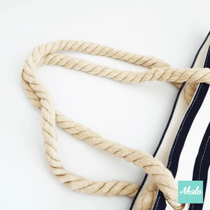 【Lined Striped】Rope Handles Tote Bag  條子繩索手提包