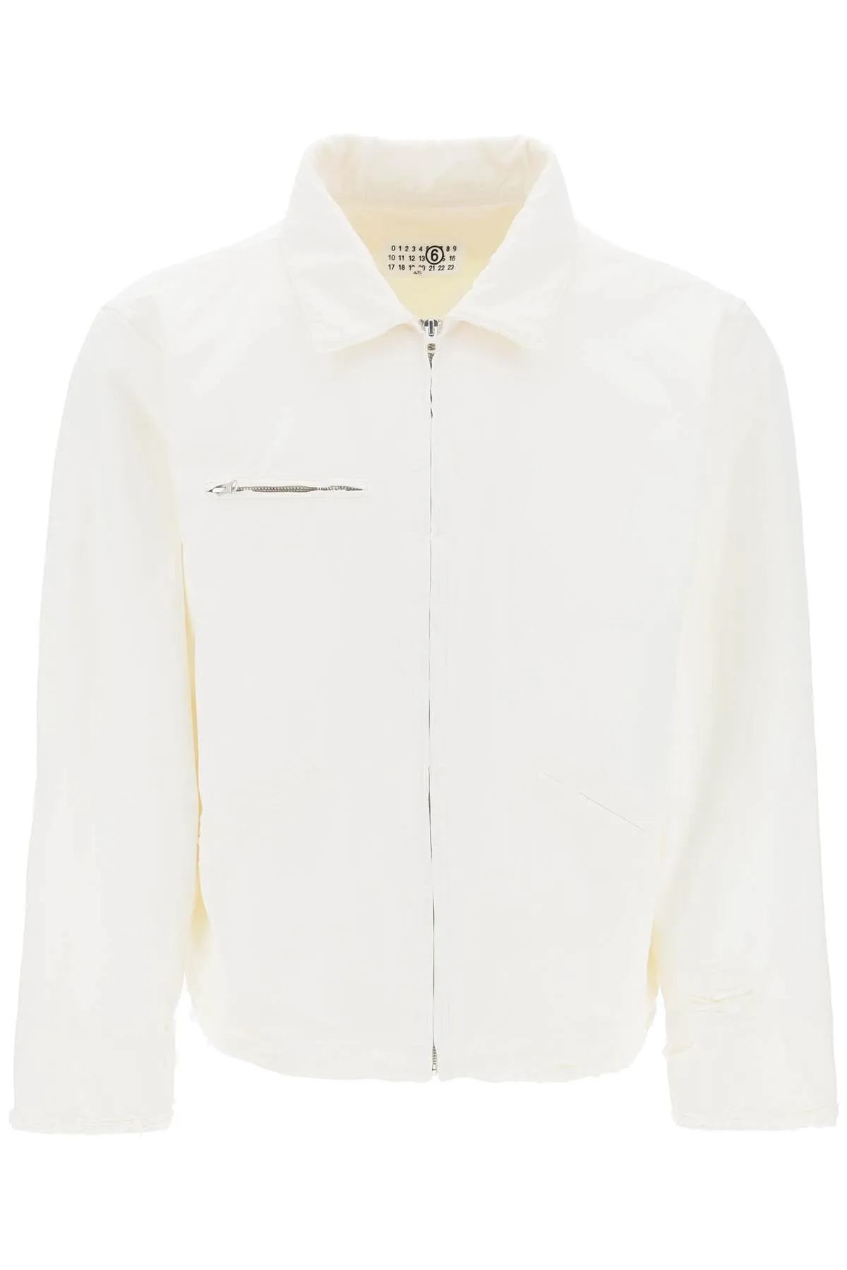 MM6 MAISON MARGIELA Distressed Cotton Short Jacket for Men in White - SS24 Collection