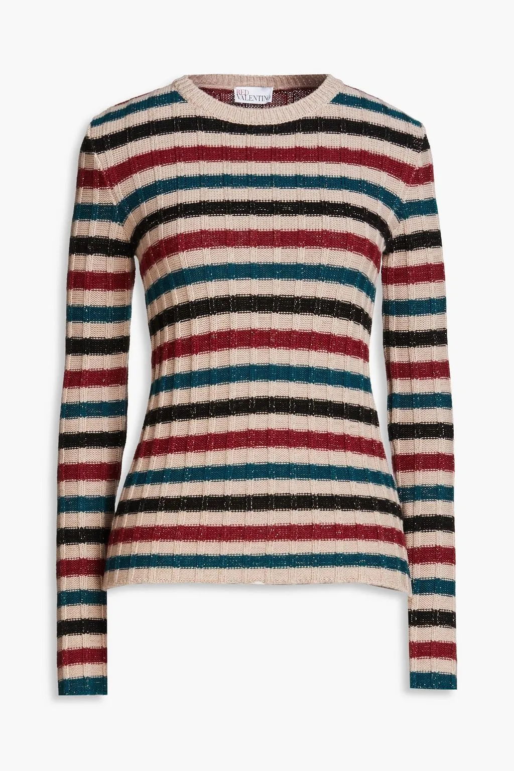 RED VALENTINO  |Crew Neck Stripes Casual Style Wool Rib Street Style