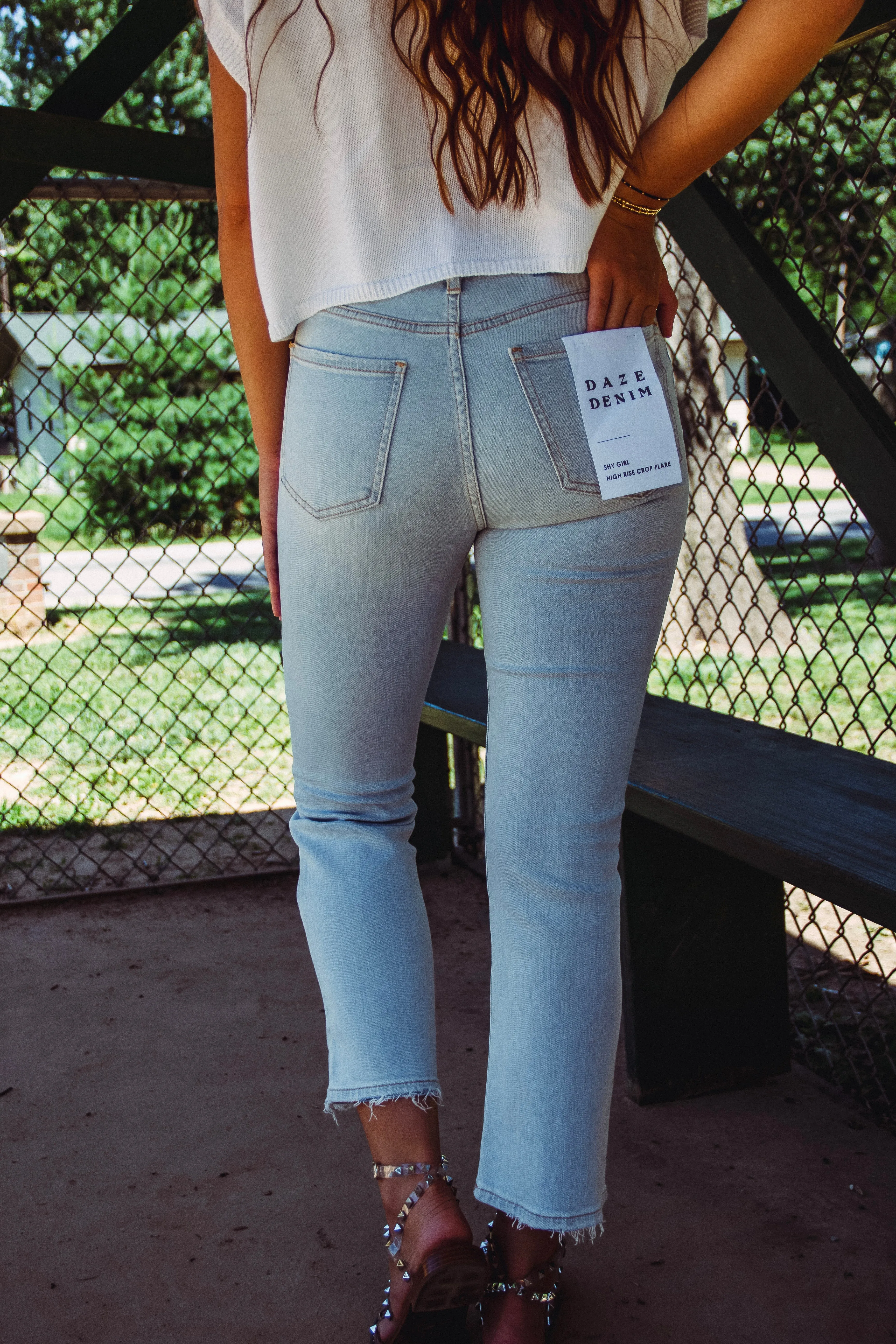 Shy Girl High Rise Crop Flare Denim-- Believer