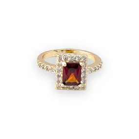 Square shape faux stone ring in 18k of gold plated