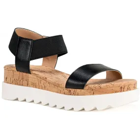 Sun + Stone Womens MELANY Faux Leather Cork Ankle Strap