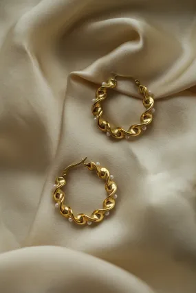 Wave Pearls Hoops