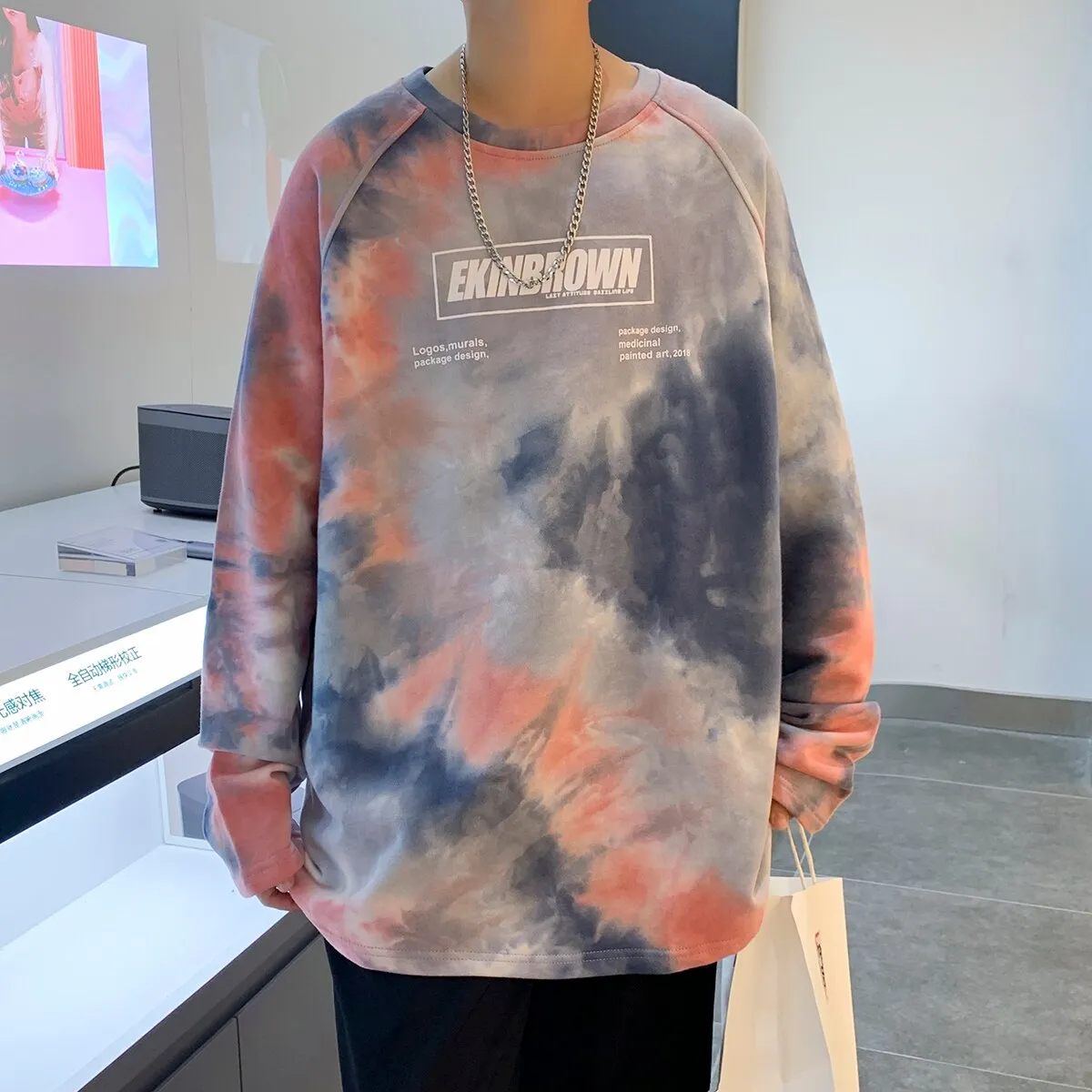 Xituodai Men Tie Dye Harajuku Graphic T Shirts 2022 Mens Vintage Japanese Streetwear Oversized T Shirt Male Y2k Long Sleeve Tees