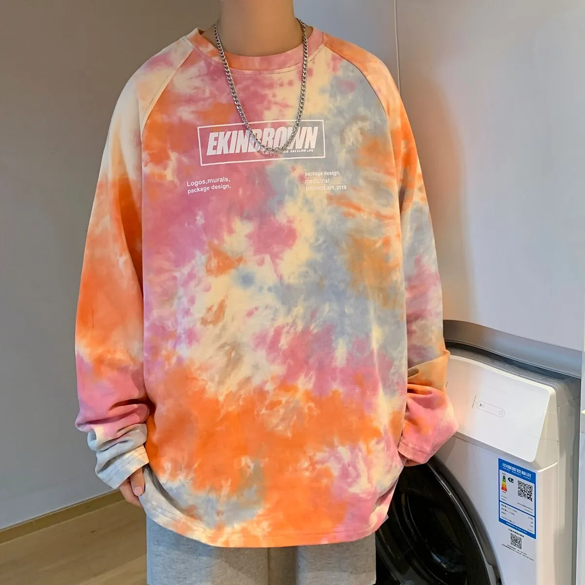 Xituodai Men Tie Dye Harajuku Graphic T Shirts 2022 Mens Vintage Japanese Streetwear Oversized T Shirt Male Y2k Long Sleeve Tees