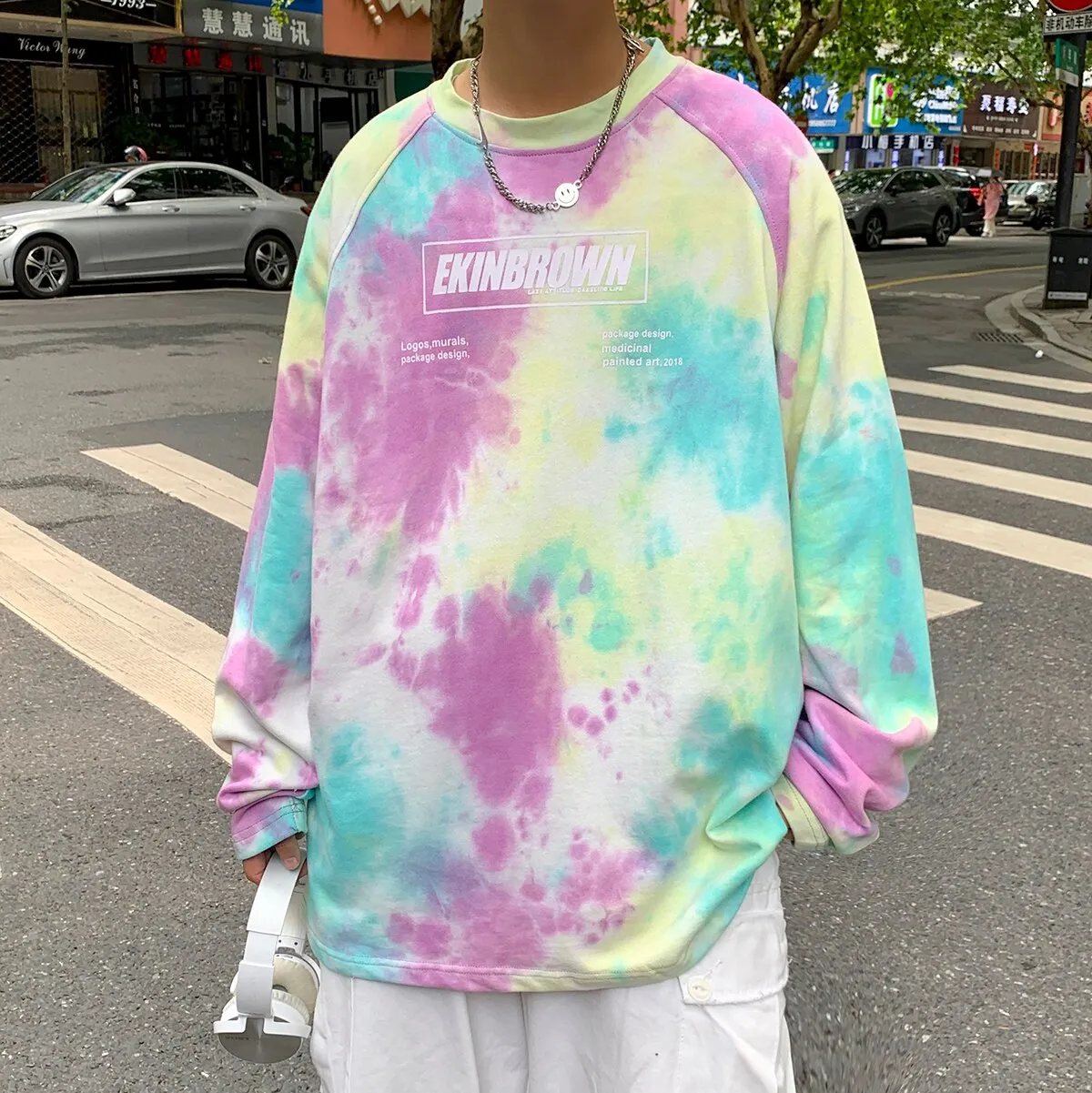 Xituodai Men Tie Dye Harajuku Graphic T Shirts 2022 Mens Vintage Japanese Streetwear Oversized T Shirt Male Y2k Long Sleeve Tees