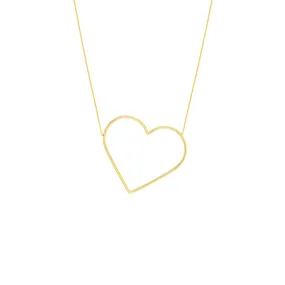 Yellow Gold Slanted Oversized Heart Necklace